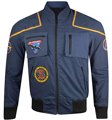 Dizller Space Pilot Uniform Star Jacket Jonathan Trek Archer Jacket Space Suit - Baumwolle, Blau, 3XL von Dizller