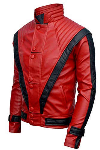 MJ Thriller Lederjacke, Kunstleder, Rot, Rot/Ausflug, einfarbig (Getaway Solids), Large von Dizller