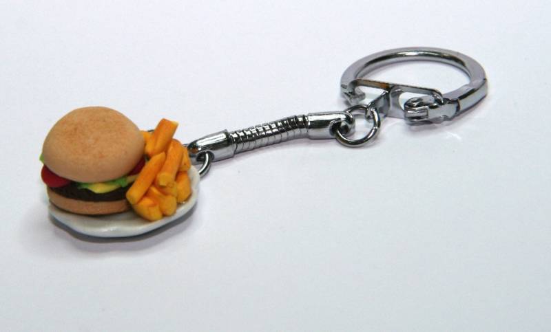 Burger Tasche Charme Geldbörse Lebensmittel Schmuck Miniatur Pommes Fritten Und Chips Junk Food Schlüsselanhänger Käse Fast von DizzyDayDreamz