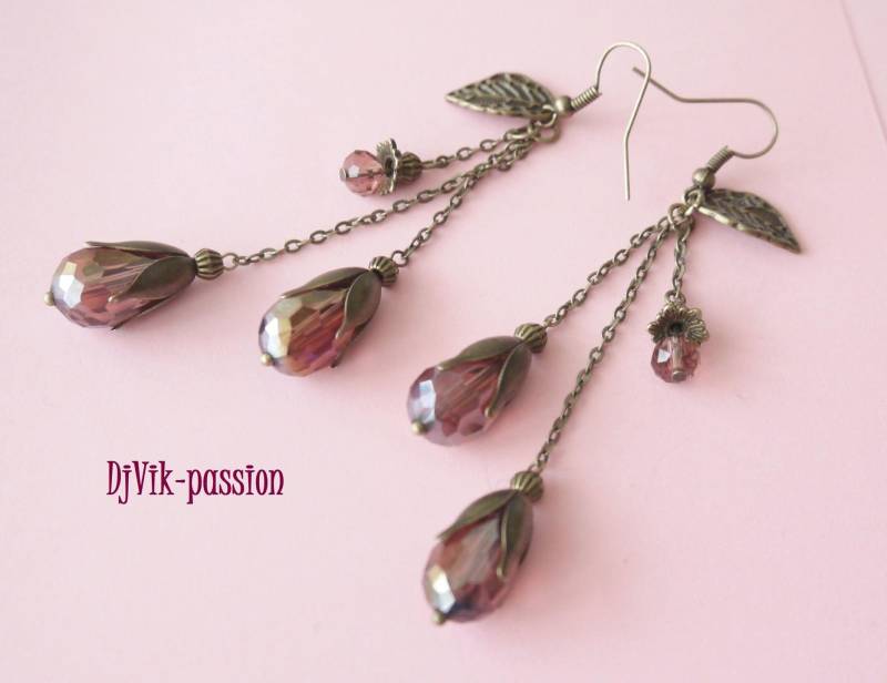 Hängende Briolette-Ohrringe, Swarovski-Kristallperlen Hängende Briolette-Ohrringe, Swarovski-Kristallperlen von DjVikpassion