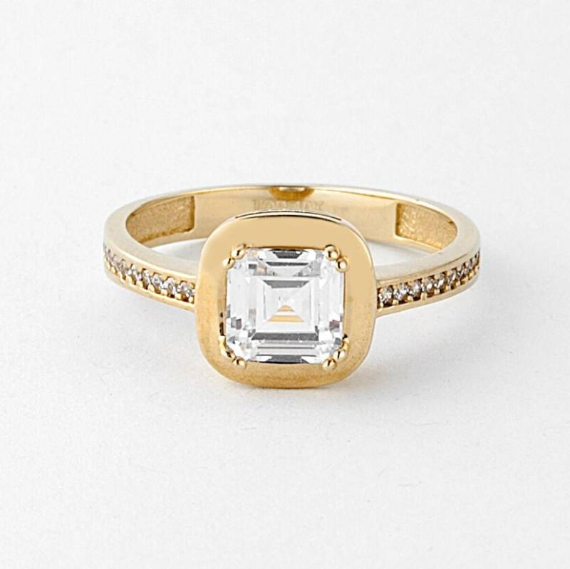 Diamant Solitär Ring Cz Gold 10K, Gelb Quadrat Ring, Damen Ringe von DjaziaJewelry