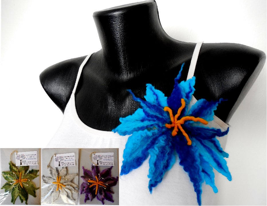 Filzschmuck, Braut Filz Brosche, Boho Weiße Blume Halskette, Wolle Accessoires, Geschenk Für Sie, Handgemachtes Frauen von DjenkaScarves