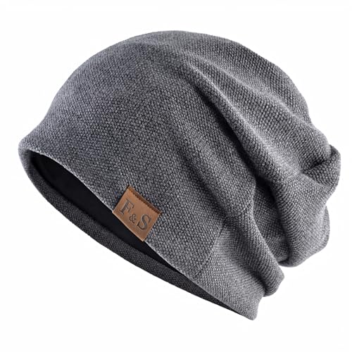 Beanie Mütze Herren Kopfbedeckung Dünne Strickmütze Damen Flexibler Freizeithut Leichte Chemo(DE/NL/SE/PL, Alphanumerisch, Einheitsgröße, Dunkelgrau) von Djfkey