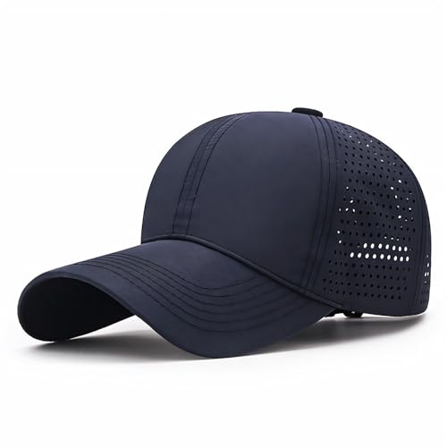 Djfkey Atmungsaktive Mikrofaser-Baseballkappe mit Einstellung, leicht für Outdoor-Sport (Grau), marineblau, One size von Djfkey