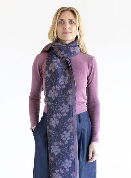 Djian Schal Jacquard 100 % Bio-Baumwolle – Fine Flowers von Djian