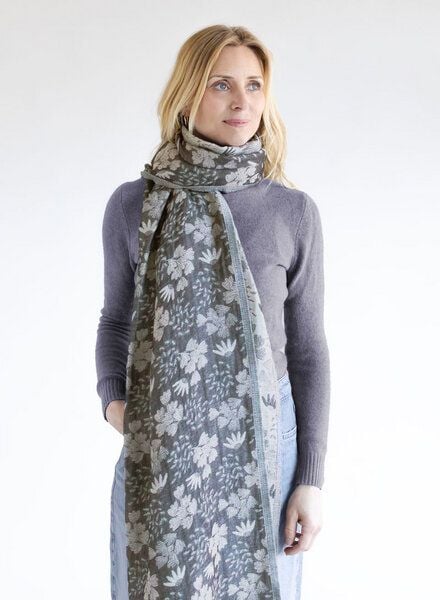 Djian Schal Jacquard 100 % Bio-Baumwolle – Fine Flowers von Djian