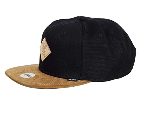 Djinns Light Canvas 6 Panel Snapback Cap mit exklusivem Capspin Anstecker One Size verstellbar in Schwarz von Djinns