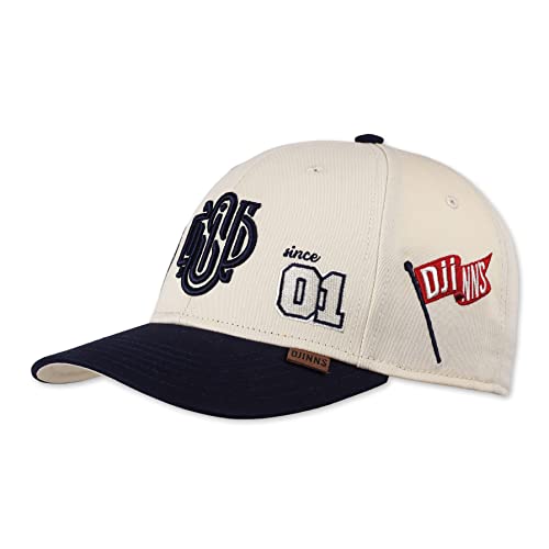 Djinns - Anniversary (Cream/Navy) - 6 Panel TrueFit Curved Visor Dad Cap Baseballcap Hat Kappe Mütze Caps von Djinns