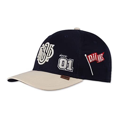Djinns - Anniversary (Navy/Cream) - 6 Panel TrueFit Curved Visor Dad Cap Baseballcap Hat Kappe Mütze Caps von Djinns