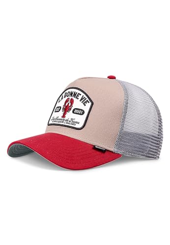 Djinns - La Bonne Vie (khaki/red/grey) - Trucker Cap Meshcap Hat Kappe Mütze Caps von Djinns