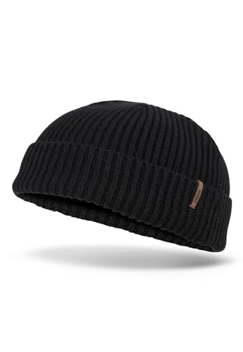 Djinns - Super Short Beanie Rip Knit #2 (Black) - Mütze Strickmütze Wintermütze Wollmütze Winter Unisex von Djinns