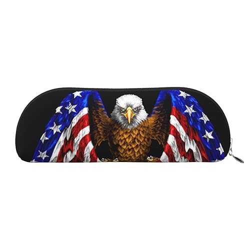 Djnni Night Crow Federmäppchen mit Reißverschluss, Leder-Federmäppchen, Kosmetiktasche, Schreibwarentasche, langlebig, großes Fassungsvermögen, USA-Flagge Patriotischer Adler, Einheitsgröße, von Djnni