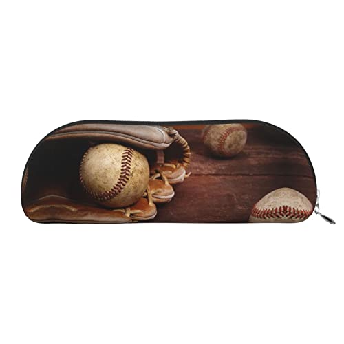 Lustige geröstete Kaffeebohnen-Federmäppchen mit Reißverschluss, Leder-Federmäppchen, Kosmetiktasche, Schreibwaren-Beutel, langlebig, großes Fassungsvermögen, baseball, Einheitsgröße, Kulturbeutel von Djnni