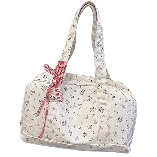 Djowyh Bow -Duffle -Tasche, Blumen -Duffle -Tasche,Blütenbeutel großer Kapazität wasserdichte Schultertasche - Niedlicher Handgepäckbeutel, Soft Gepäckaufbewahrung für Yoga Training von Djowyh