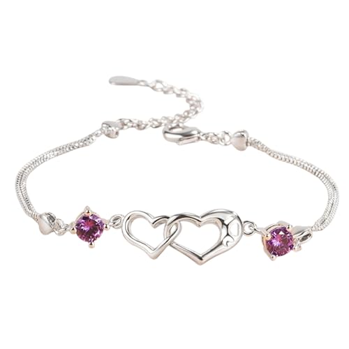 Djowyh Herz Armband - Verstellbarer Herz-Anhänger Armreif,Mädchen Geschenkidee Für Geburtstag Muttertag Valentinstag Familie Tochter Oma von Djowyh