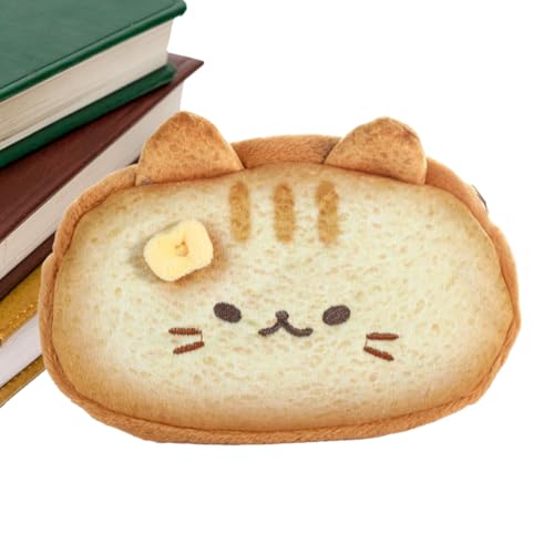 Djowyh Katzenmotiv Toast Design Stiftbox | Plüsch Federmäppchen für Mädchen - Cartoon Organizer Federtasche Für Kinder Mädchen Kindergarten Schüler Studenten von Djowyh
