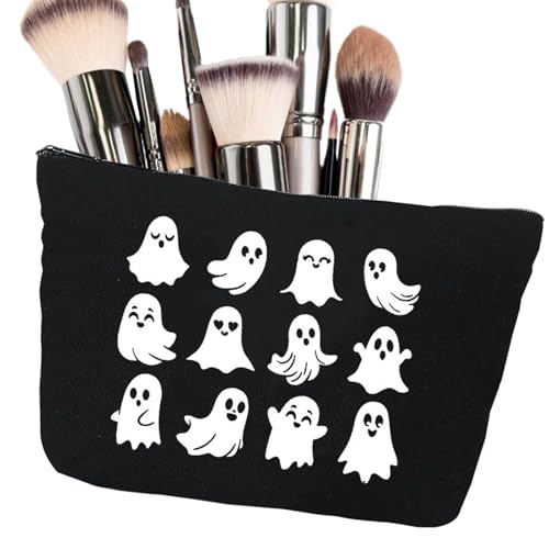 Djowyh Kosmetik Makeup Tasche - Halloween Geisterdruck Kosmetikbeutel | Organizer aus Leinwand zur Aufbewahrung für Damen zu Hause im Raum in der Schule beim Camping und für den Alltag von Djowyh
