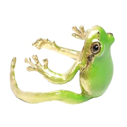 Djowyh Kreativer Frosch-Ring, Verstellbarer Für Damen Und Herren, Kinderringe Mädchen Junge, Lustiger Handgefertigter Tierring, Zarter Froschring, Tier-Fingerring, Ringe Für Freunde, Paare, Kind von Djowyh