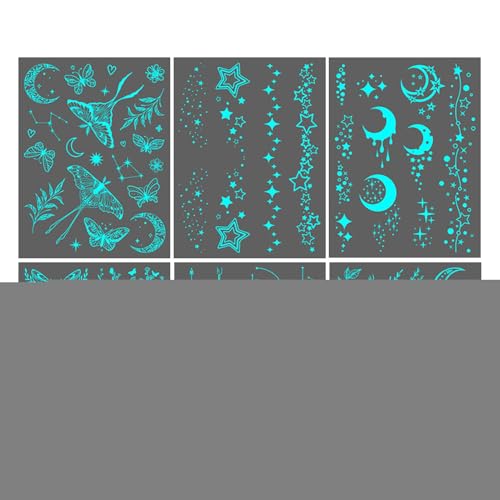 Djowyh Leuchtender Stern Body Sticker | Hals Schlüsselbein Temporär Sticker Make-up - Fluoreszierender Arm Schmuck Wasserdicht Festlichkeiten Mottopartys von Djowyh