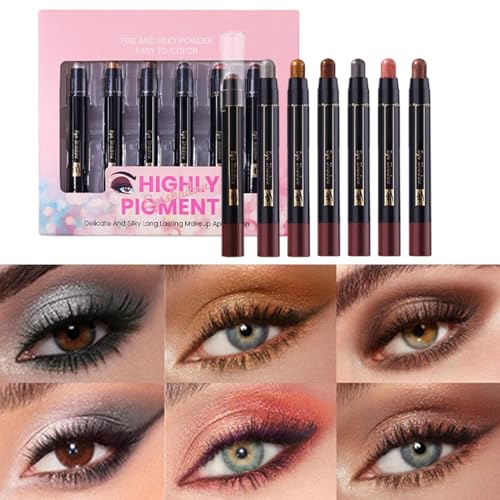 Djowyh Lidschatten Stift, Hochpigmentierter Lidschatten, 6 Stück Glanzstift Lang Anhaltend Wasserfest Make Up Frauen Schminkstift Kosmetik von Djowyh