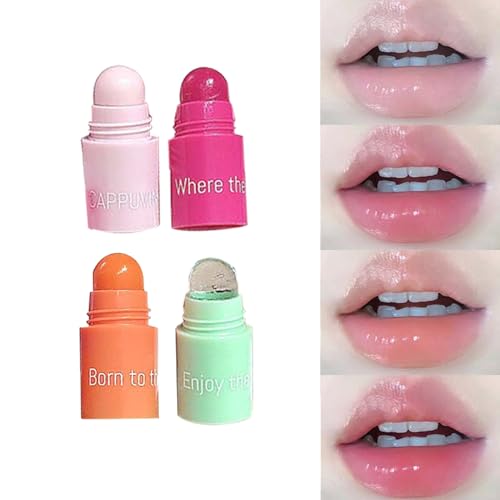 Djowyh Lippenpflege,4 Farben Pflegender Lippenbalsam Stift - Natürlicher Glanzeffekt Volumengebender Lippenstift Schmutzabweisend Für Damen von Djowyh