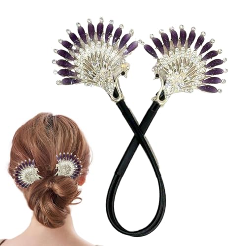 Djowyh Peafowl Form Hair Bun Maker, eleganter Haarbrötchen -Hersteller | Frauen elegant fauler Haare Curler Bun Maker Twist,Display Angel Wings Anfänger-freundliche Damen Haarnadel für den von Djowyh