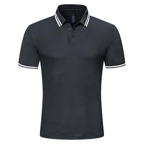 Djtnzdm Herren Poloshirt Kurzarm Atmungsaktiv Sommer Tennis Poloshirt Männer Basic Arbeit Designer Baumwolle Piqué Polohemd XXL Grau von Djtnzdm
