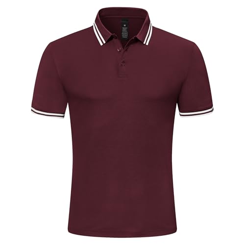 Djtnzdm Herren Poloshirt Regular Fit Polyester Atmungsaktiv Baumwolle Golf Polohemd Freizeit Sommer Basic Polohemd 3XL Rot von Djtnzdm