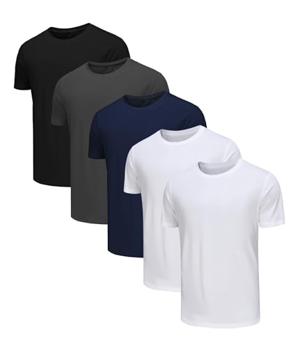 Djtnzdm Herren T Shirt Kurzarm Regular Fit Klassisches Baumwolle Rundhalsausschnitt Basic Arbeit Tshirts für Männer Freizeit Multipack L Schwarz/Weiß/Grau/Blau Djtnzdm Herren T Shirt Kurzarm Regular Fit Klassisches Baumwolle Rundhalsausschnitt Basic Arbeit Tshirts für Männer Freizeit Multipack L Schwarz/Weiß/Grau/Blau von Djtnzdm