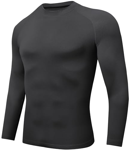 Djtnzdm Langarmshirt Herren Thermo Funktions Laufshirt Warm Funktionsshirt Männer Sportshirt Thermounterhemd Winter T-Shirt Skiunterwäsche Longsleeve Dunkelgrau L von Djtnzdm