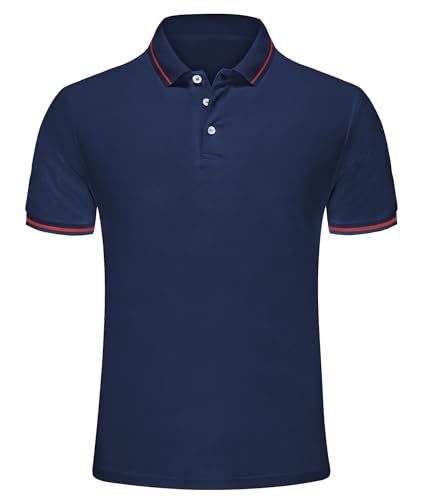 Djtnzdm Poloshirt Herren Regular Fit Kurzarm Atmungsaktiv Einfarbig Basic Polohemd Freizeit Sommer Funktions Polo Tops XL Tibetisches Blau von Djtnzdm