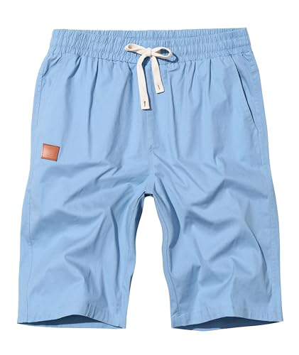 Djtnzdm Shorts Herren Sommer Shorts Männer Tunnelzug Baumwolle Hose Kurz Casual Sport Kurz Shorts Freizeit Jogginghose mit Taschen(Hellblau-M) von Djtnzdm