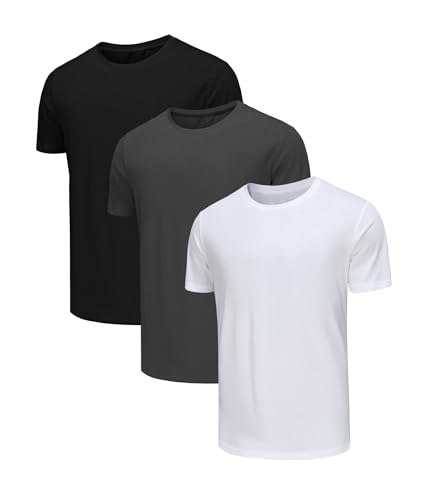 Djtnzdm T Shirt Set Männer Baumwolle Sommer Valueweight Arbeits Tshirts Herren Multipack Basic Weich Atmungsaktiv Gym Shirt Sports XXL Schwarz/Weiss/Grau von Djtnzdm