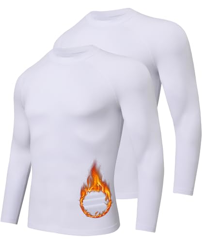 Djtnzdm Thermoshirt Herren Winter Sport Laufshirt Compression Langarmshirt Warm Fleece Thermo Unterhemd Basic Tshirt Männer Langarm 2er Pack 3XL Weiß Djtnzdm Thermoshirt Herren Winter Sport Laufshirt Compression Langarmshirt Warm Fleece Thermo Unterhemd Basic Tshirt Männer Langarm 2er Pack 3XL Weiß von Djtnzdm