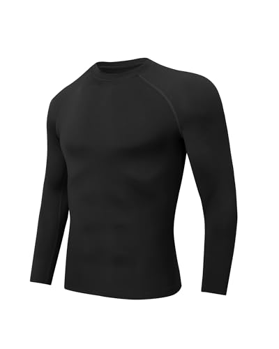 Djtnzdm Thermounterwäsche für Herren Winter Thermo Unterhemd Langarm Herren Sport Pullover Männer Thermo unterhemd Herren Gefüttert Skiunterwäsche Herren Thermoshirt Langarm Warm Laufshirt Schwarz L von Djtnzdm