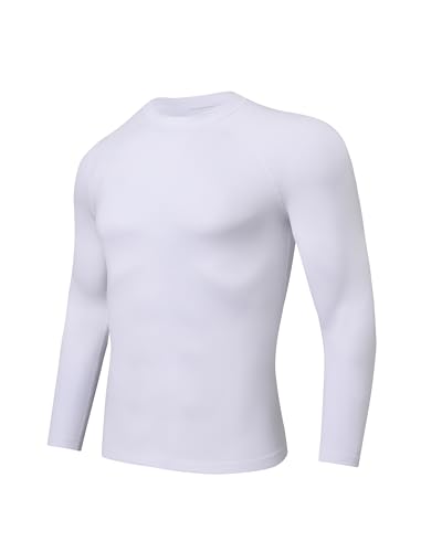 Thermounterwäsche Herren Winter Laufshirt Langarm Kompression Radfahren Langarmshirt Thermounterhemd Herren Langarm kompressionsshirt Warm Wandern Funktionsshirt Männer Thermo Tshirts Weiß 2XL von Djtnzdm