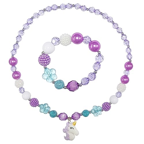 DkakoJew Einhorn Schmuck Set Mädchen: Einhorn Armband Set, Halskette, Mädchen Geburtstag Party Kostüm Zubehör, Weihnachtsgeschenke von DkakoJew