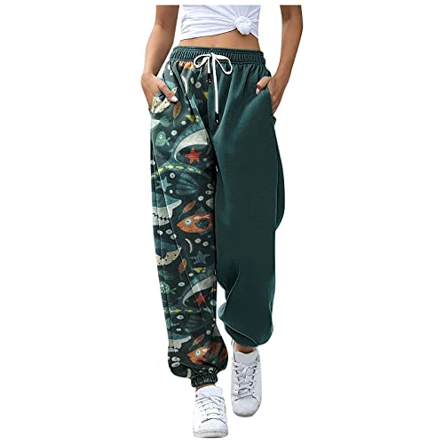 Dkings Jogginghose Damen Sporthose Lang Yoga Hose Freizeithose mit Tier Motiv Kordelzug Laufhosen High Waist Trainingshose Sweathose für Frauen (XL, Tier-3) von Dkings