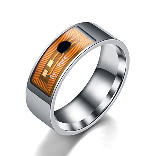 NFC Smart Ring für Herren Damen - Multifunktionale Wasserdichte Intelligente Ring Smart Wear Finger Digital Ring für Android/Windows NFC-Smartphone-Zubehör (59.3 (18.9), Silber-1) von Dkings