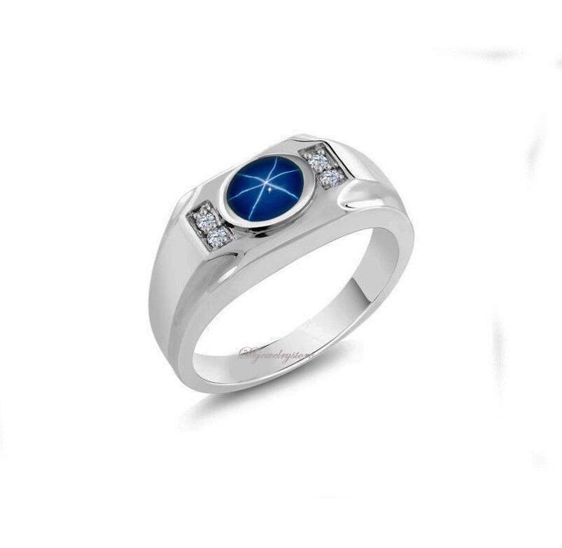 Stern Saphir Ring, Ring Für Männer, 925 Sterling Silber Männer Stern Saphir Ring, Ring Für Männer, 925 Sterling Silber Männer von Dkjewelrystore