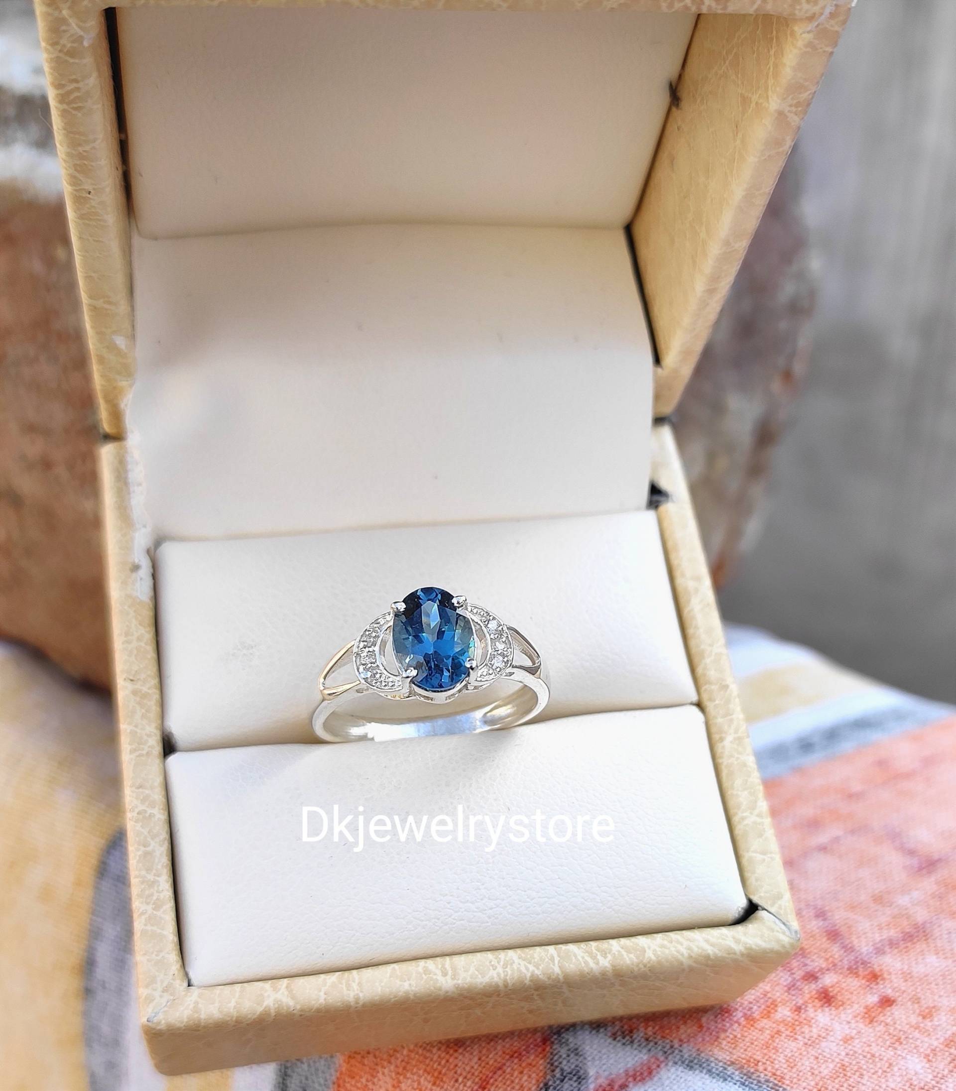 London Blauer Topas Ring, Statement Versprechen Ring Paar, Silberring, Vorschlagen 2 Jahre Geschenk London Blauer Topas Ring, Statement Versprechen Ring Paar, Silberring, Vorschlagen 2 Jahre Geschenk von Dkjewelrystore