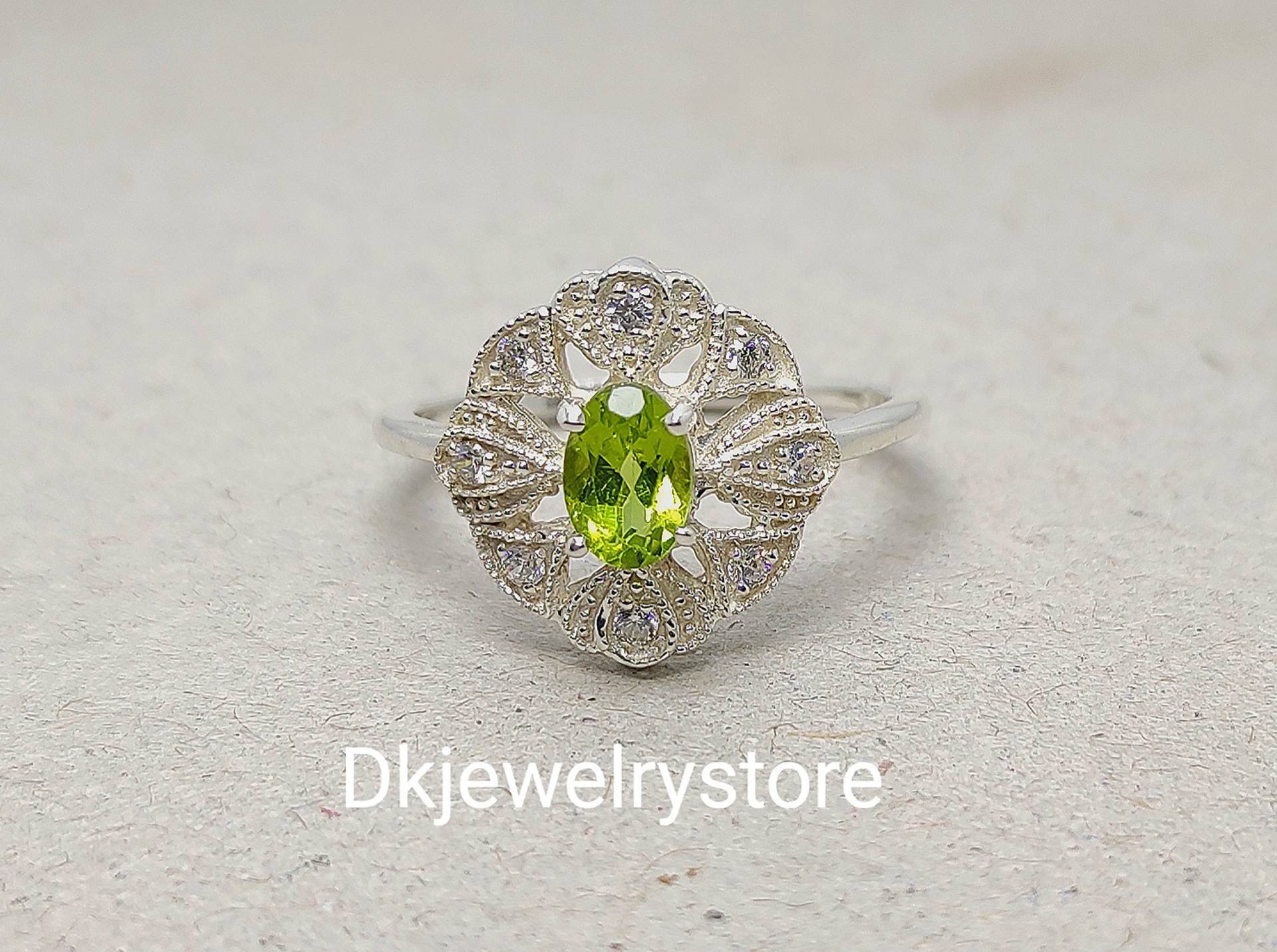 Peridot Verlobungsring, Ehering, Verlobungsgeschenkbox, Vintage Peridotring, Versprechensring Für Ihn von Dkjewelrystore