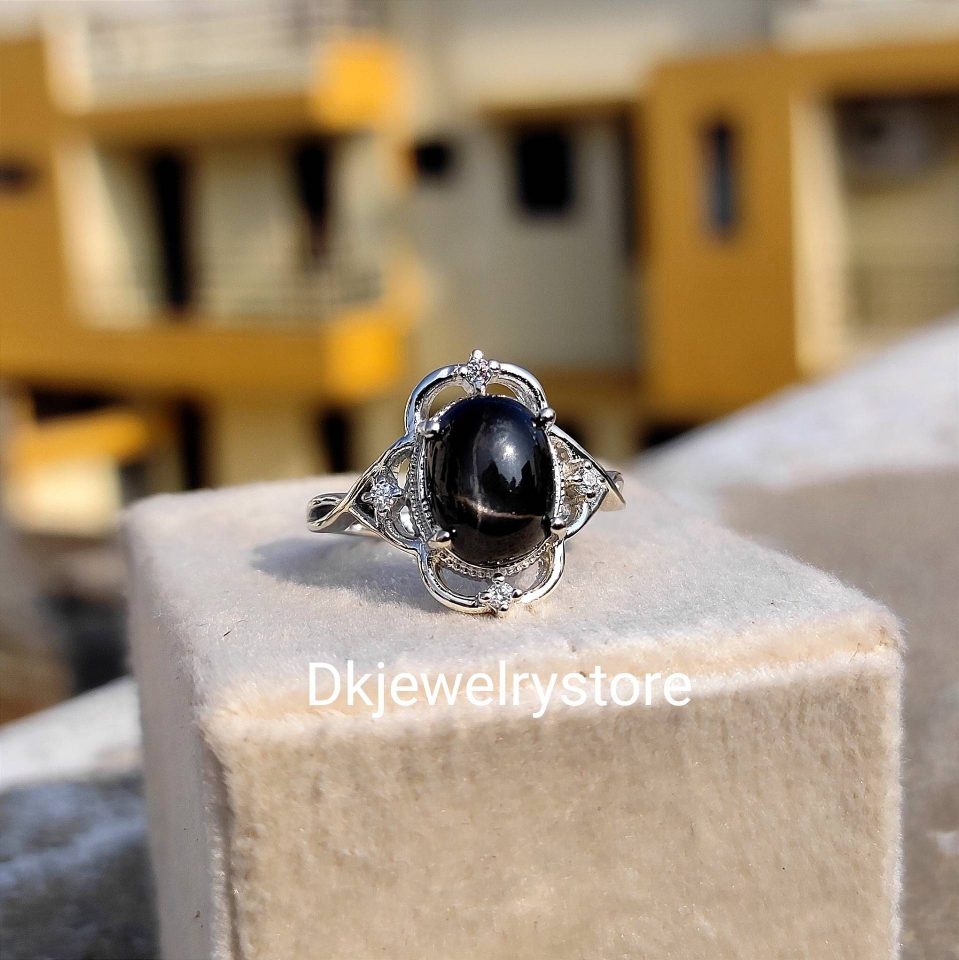 Schwarzer Stern Ring, Diopsid Edelstein, 925 Sterling Silber, Valentinstag Geschenk, 8 × 10 Mm Edelstein Schwarzer Stern Ring, Diopsid Edelstein, 925 Sterling Silber, Valentinstag Geschenk, 8 × 10 Mm Edelstein von Dkjewelrystore