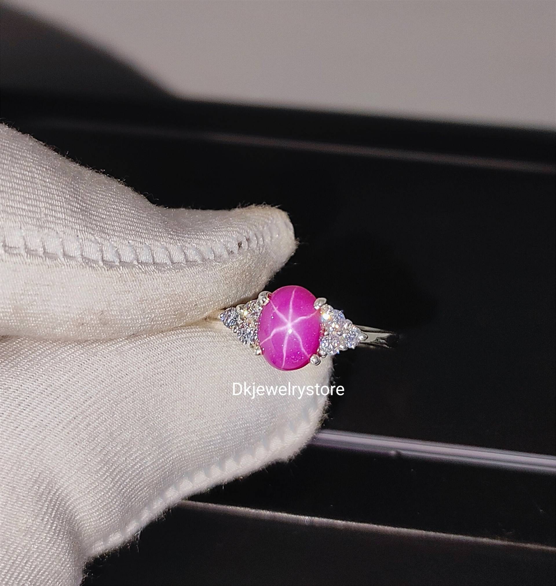 Sternsaphir Ringe, Rosa Ring, Verlobungsringe, 925 Sterling Silber Schmuck Sternsaphir Ringe, Rosa Ring, Verlobungsringe, 925 Sterling Silber Schmuck von Dkjewelrystore