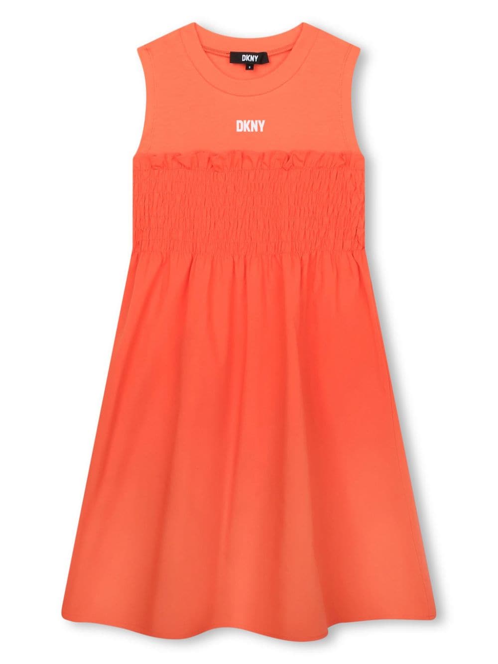 Dkny Kids Gesmoktes Kleid mit Logo-Print - Orange von Dkny Kids