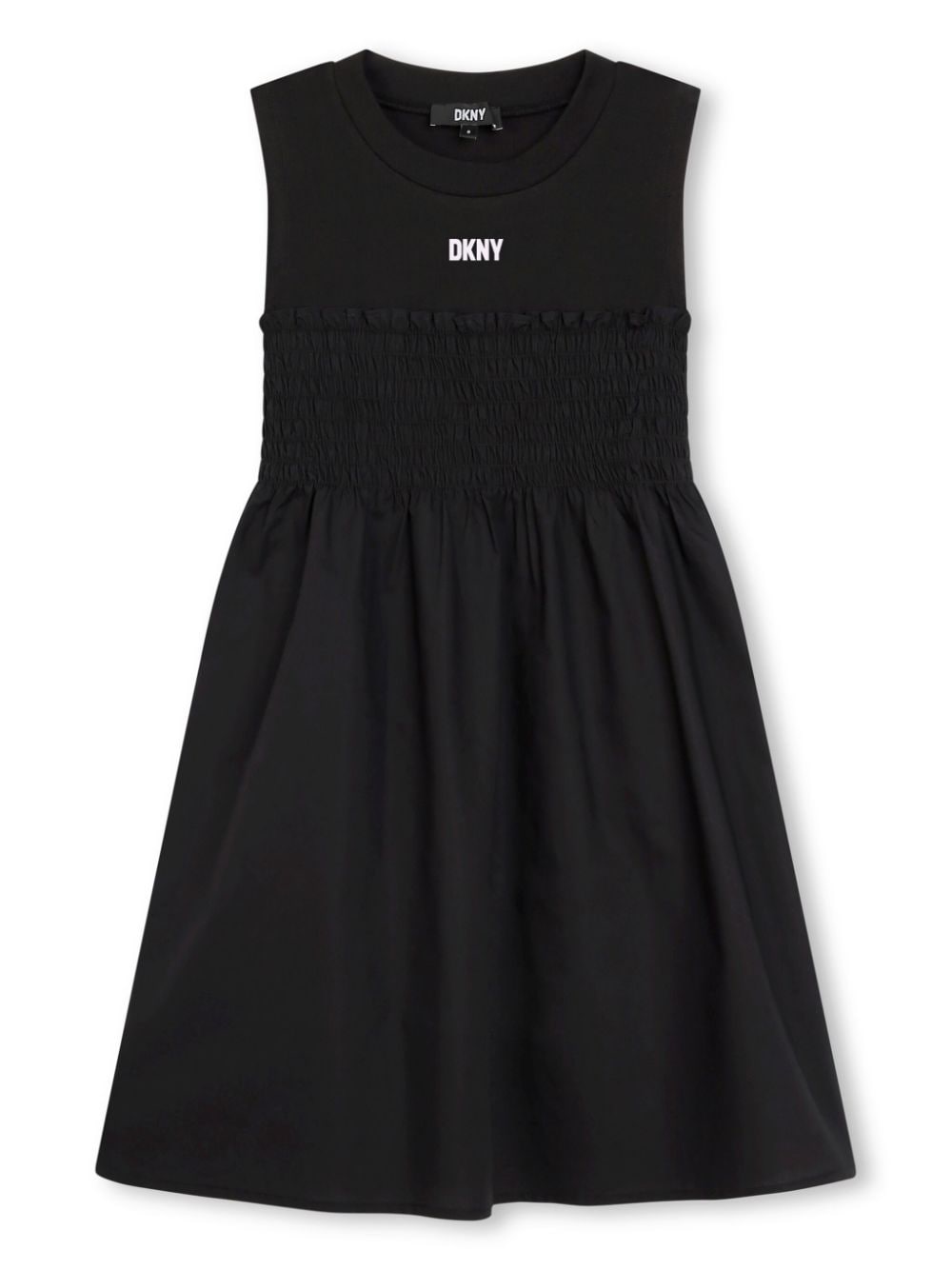 Dkny Kids Gesmoktes Kleid mit Logo-Print - Schwarz von Dkny Kids