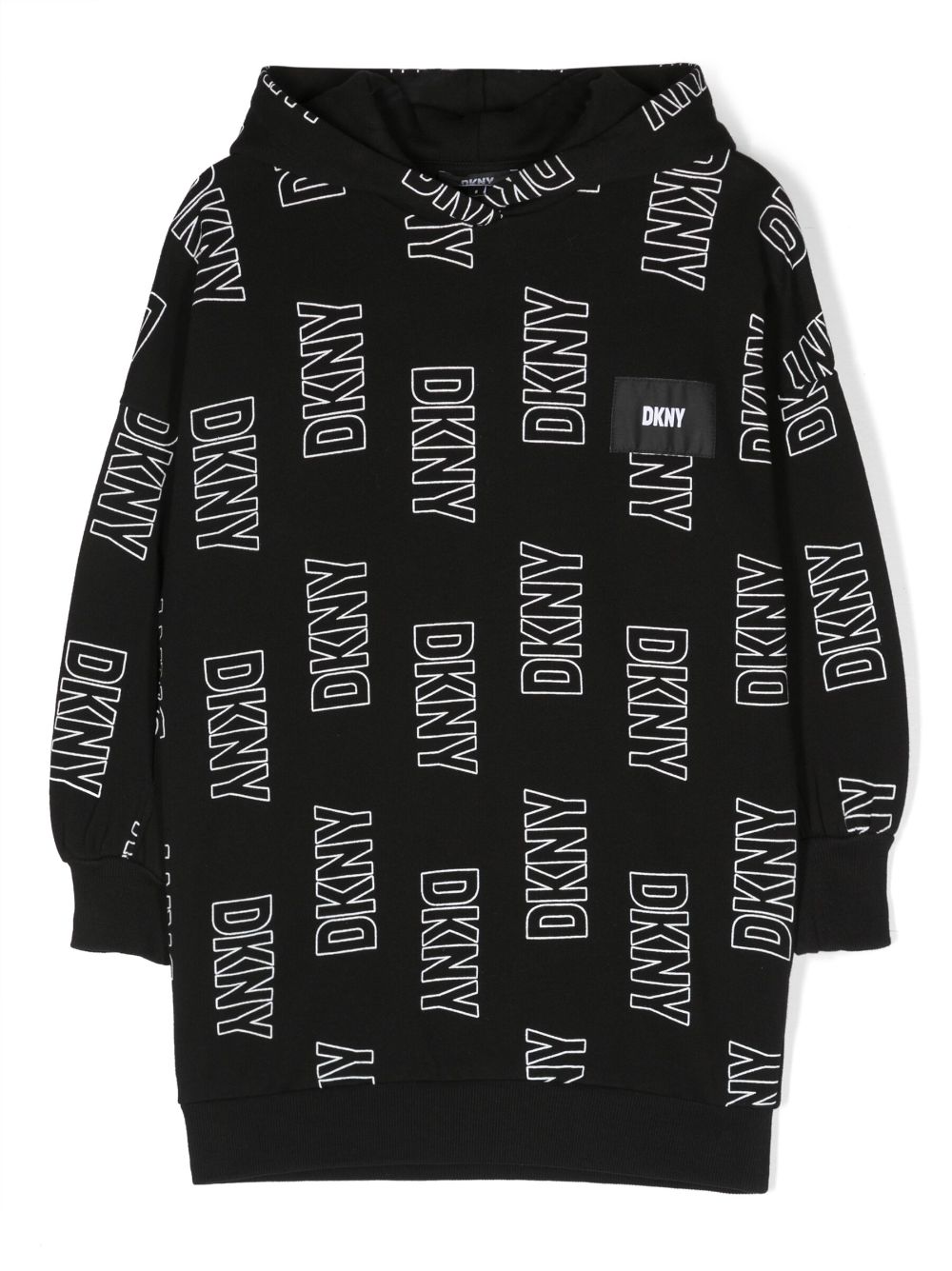 Dkny Kids Kapuzenkleid mit Logo-Print - Schwarz von Dkny Kids