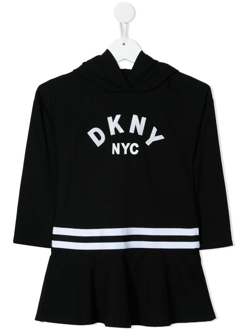 Dkny Kids Kapuzenkleid mit Logo-Print - Schwarz von Dkny Kids