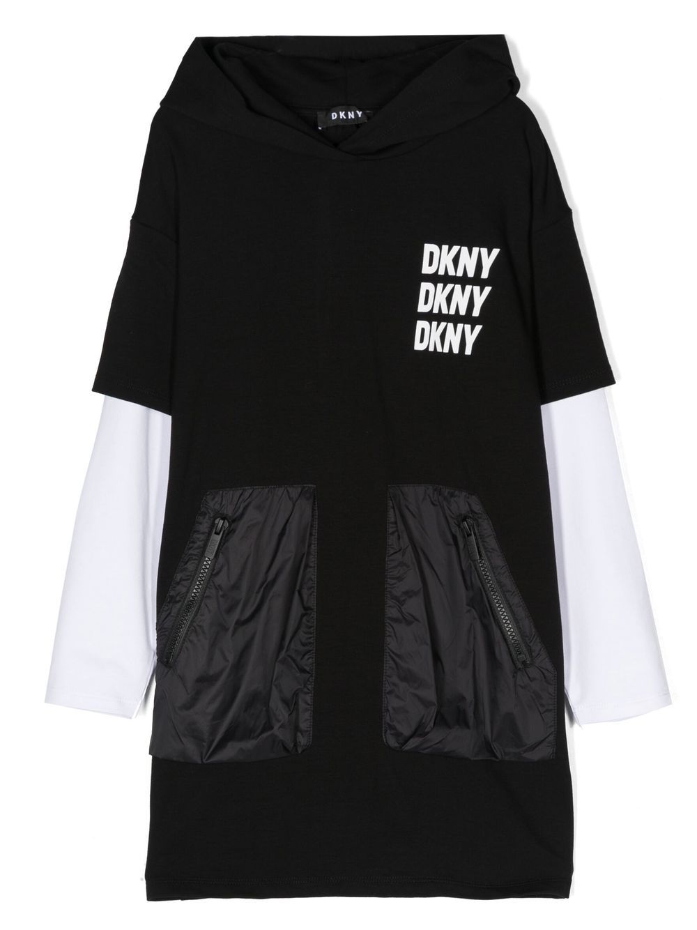 Dkny Kids Kapuzenkleid im Layering-Look - Schwarz Dkny Kids Kapuzenkleid im Layering-Look - Schwarz von Dkny Kids
