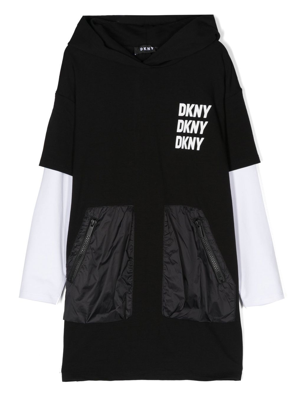 Dkny Kids Kapuzenkleid im Layering-Look - Schwarz von Dkny Kids